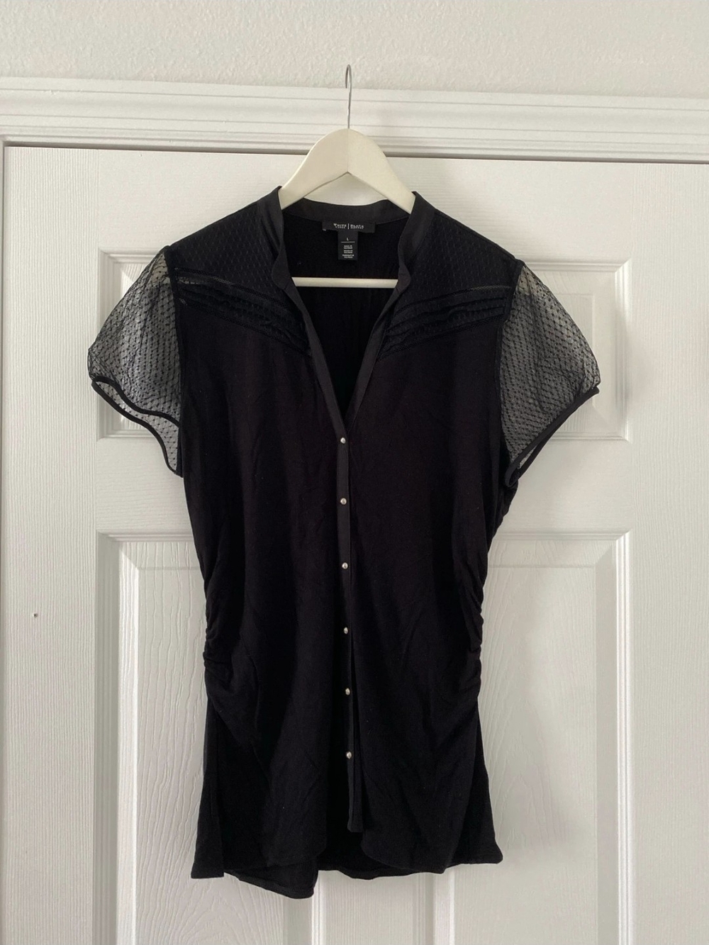 White House Black Market Sheer Sleeve Top